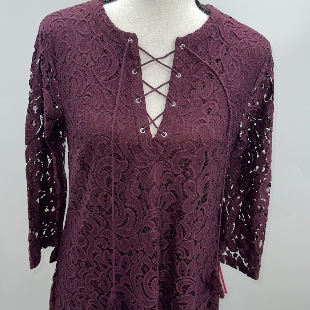 NWT Xhileration maroon lace a-line mini dress size small - Picture 2 of 9
